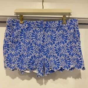 Blue Floral Lace Women Shorts